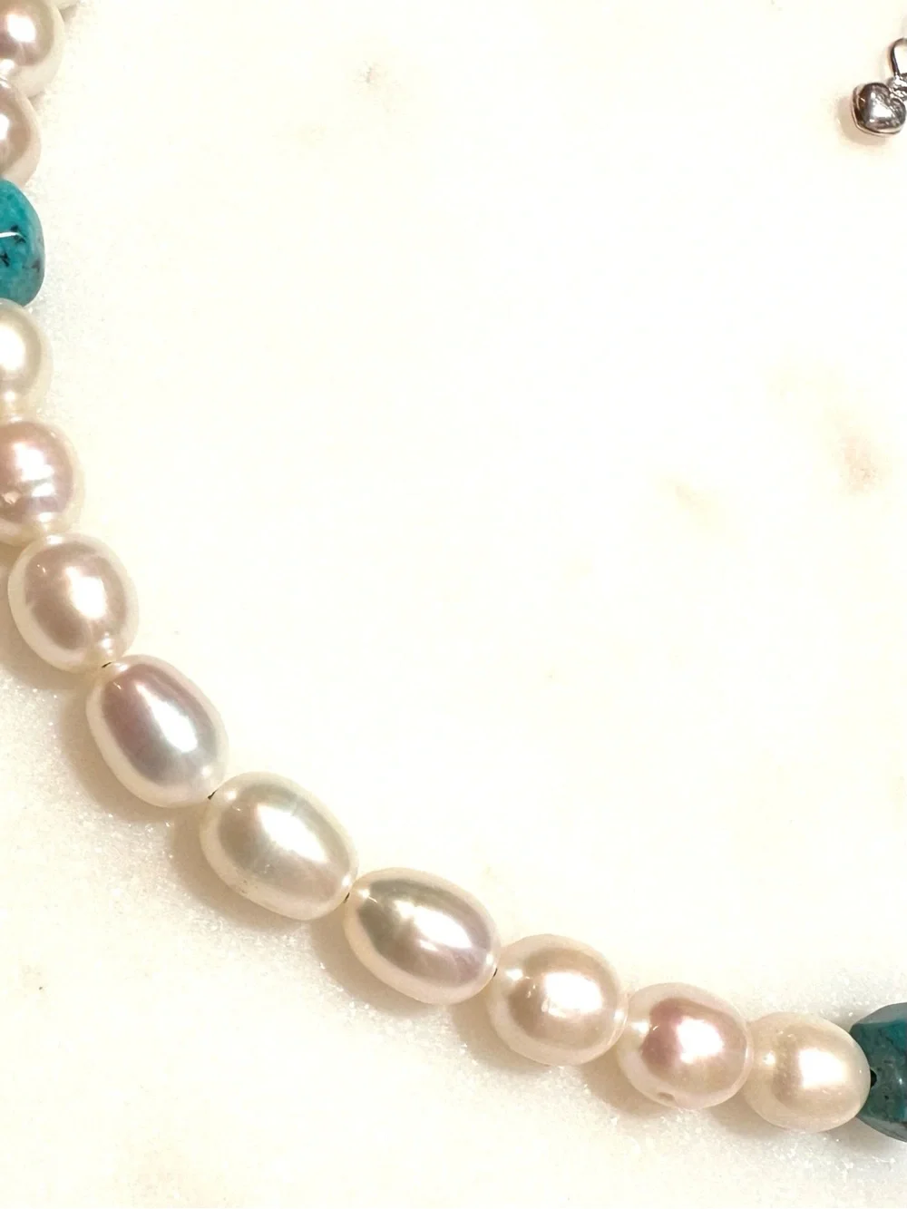 Jay King Off White Baroque Freshwater Pearl with Turquoise Beads Sterling Silver
